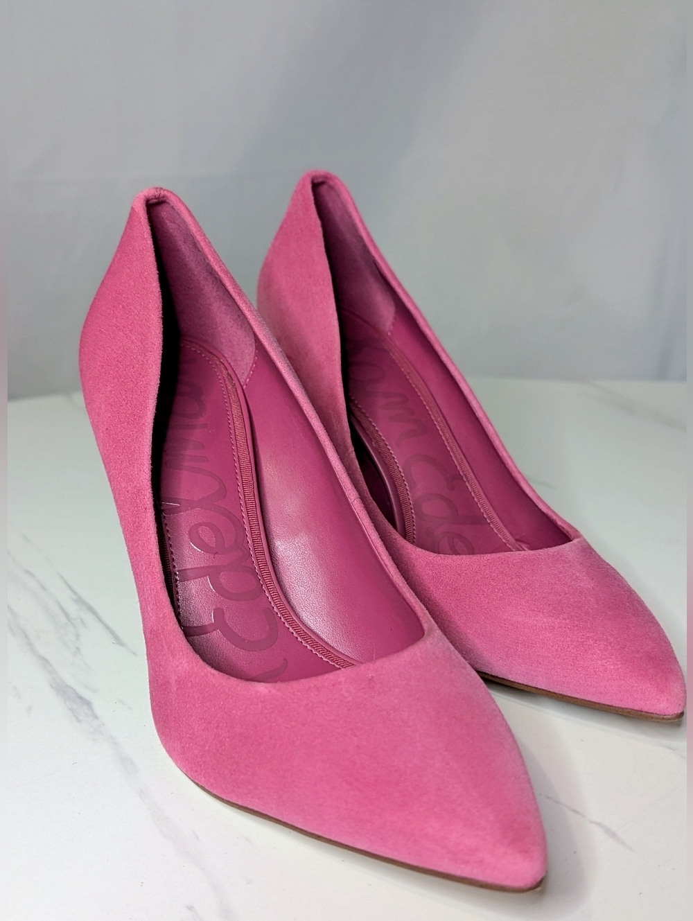 Sam Edelman Hazel Pumps Fuchsia Frost Pink Suede Heels Size 8 NWOB